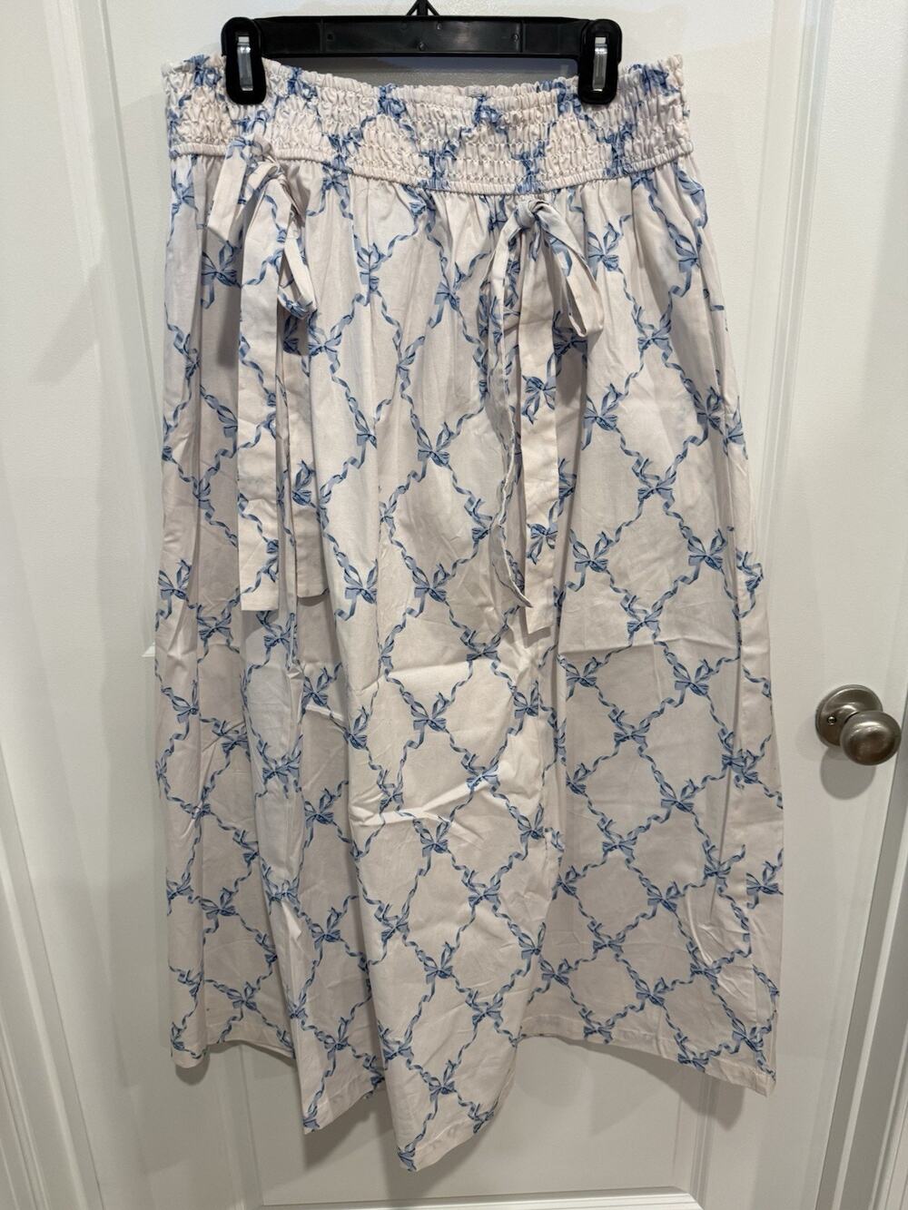 NWT Francesca's White Cotton Cottagecore Bohemian Maxi Skirt - Size XL Pockets